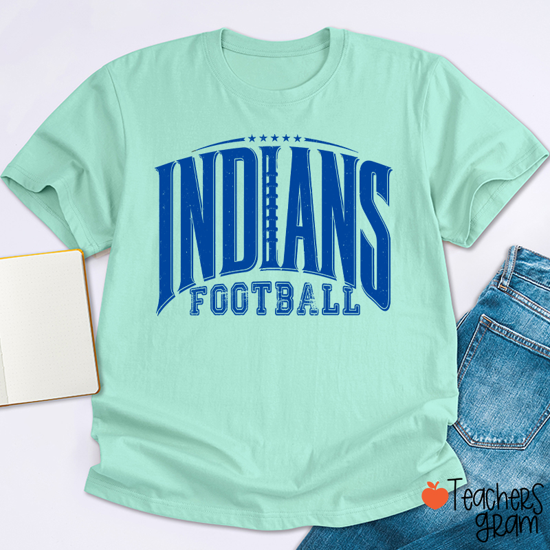 Personalized Mascot Vintage Distressed Football Star Graphic Teacher T‑Shirt