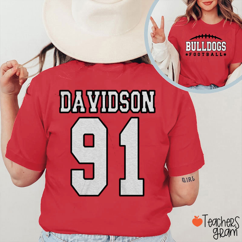 Personalized Name And Sport Number Teacher Two Sided T-Shirt