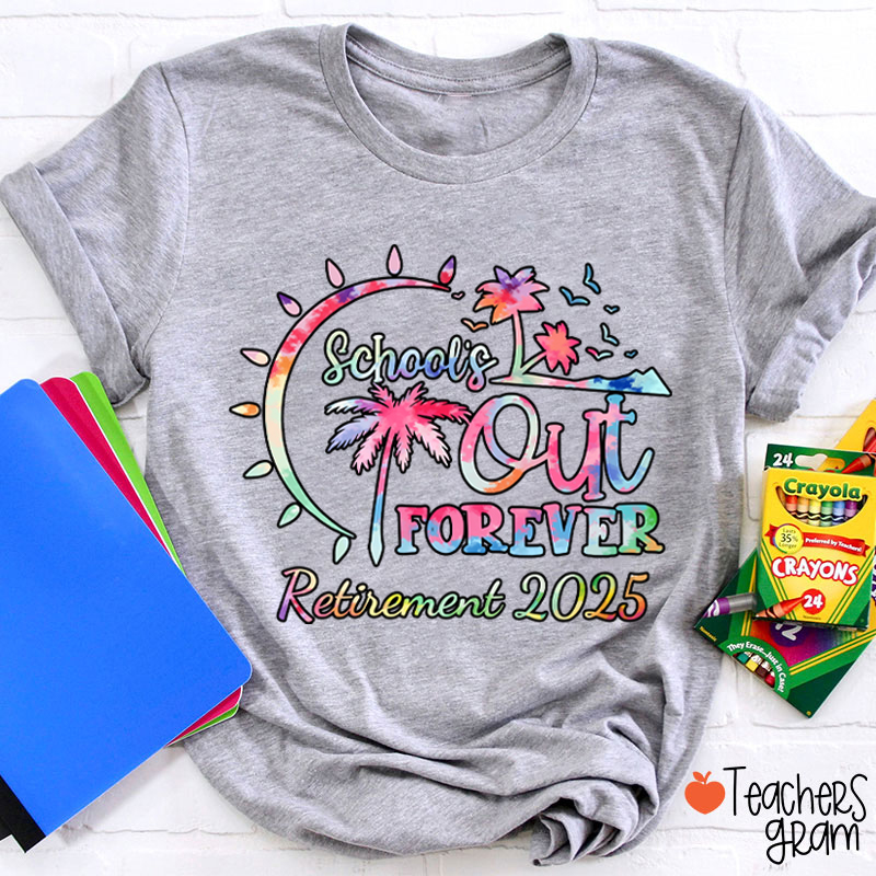 Personalized Tie Dye Style Retirement Teacher T-Shirt