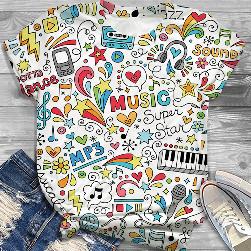 Music Super Star Printed Teacher T-Shirt
