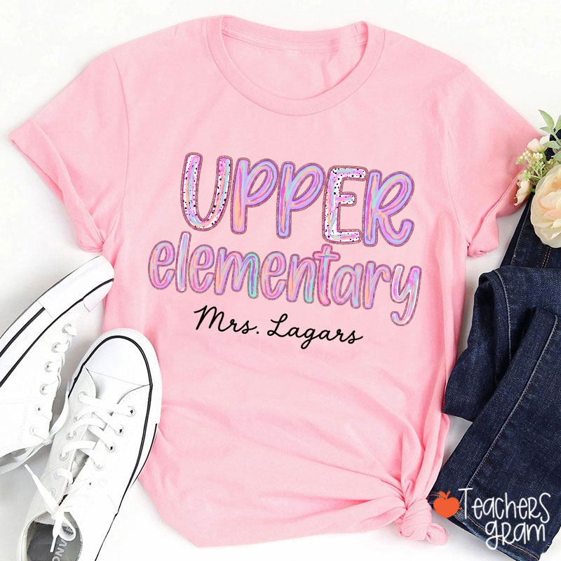 Personalized Grade Rainbow Doodle Name Teacher T-Shirt