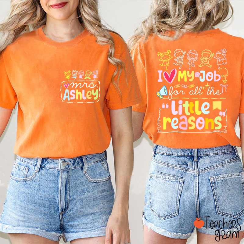 Personalized Name Colorful Quote Front And Back Print Teacher Two Sided T-Shirt