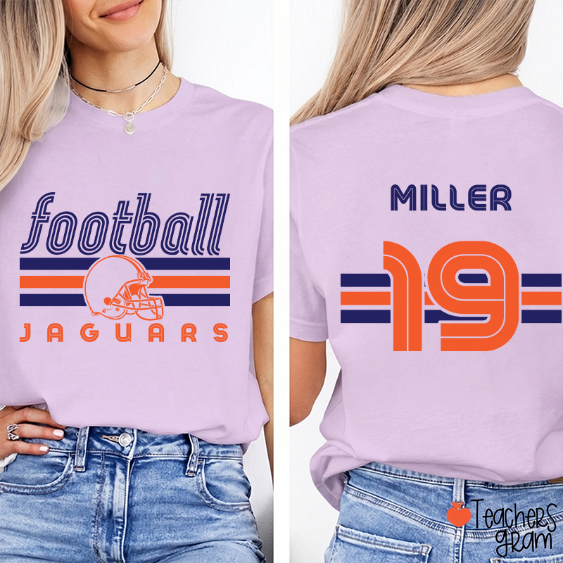 Personalized Mascot Name And Number Sport Teacher Two Sided T-Shirt