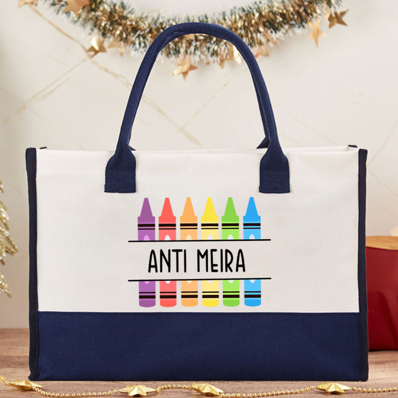 Personalized Pencil Teacher Name Cotton Tote Bag