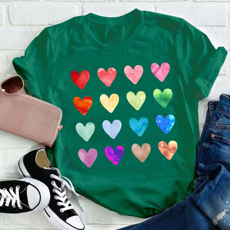 Colorful Love Combination Teacher T-Shirt