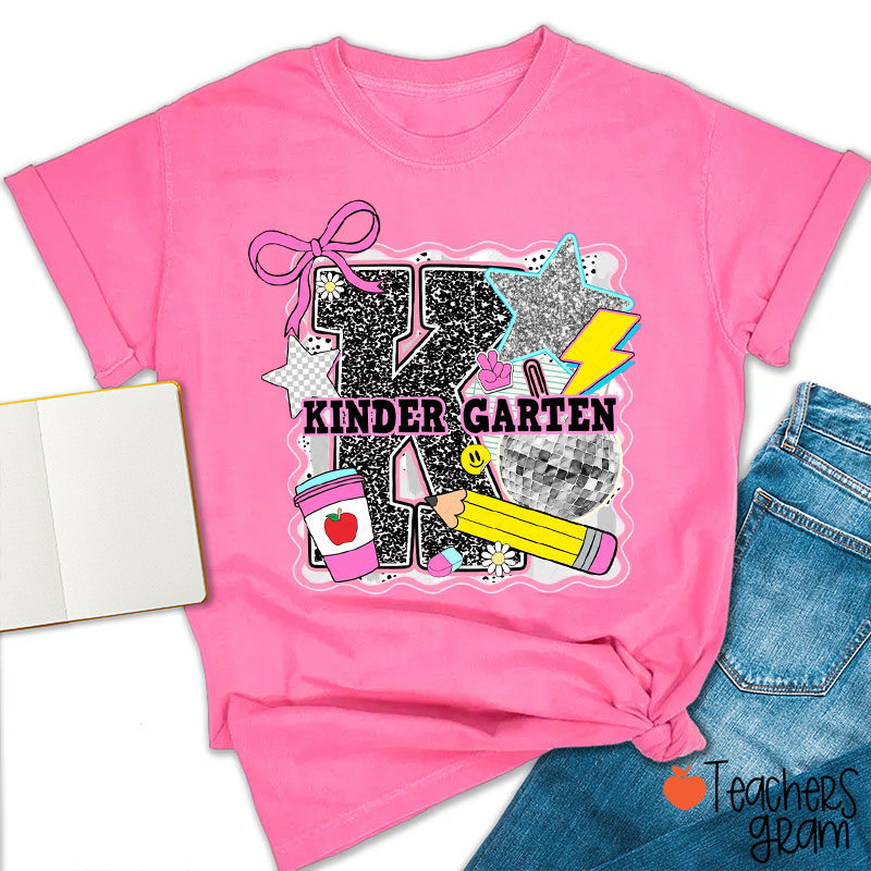 Personalized Grade Disco Star Pencil Coffee Cup Teacher T-Shirt
