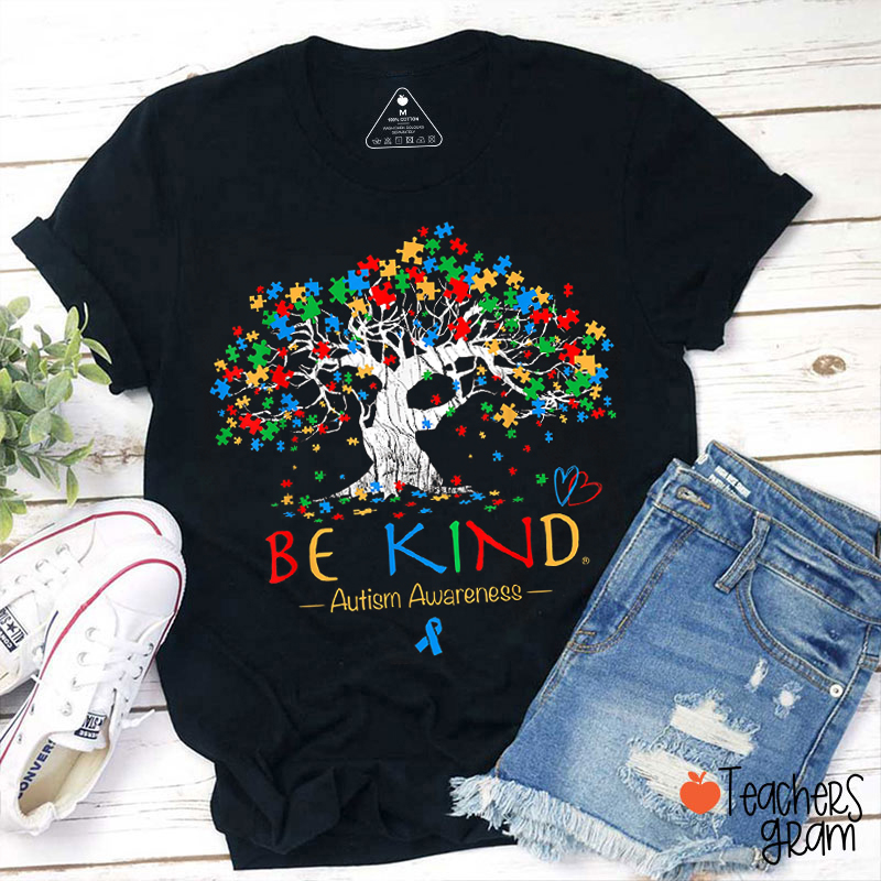 Be Kind Autism Awareness Teacher T-Shirt