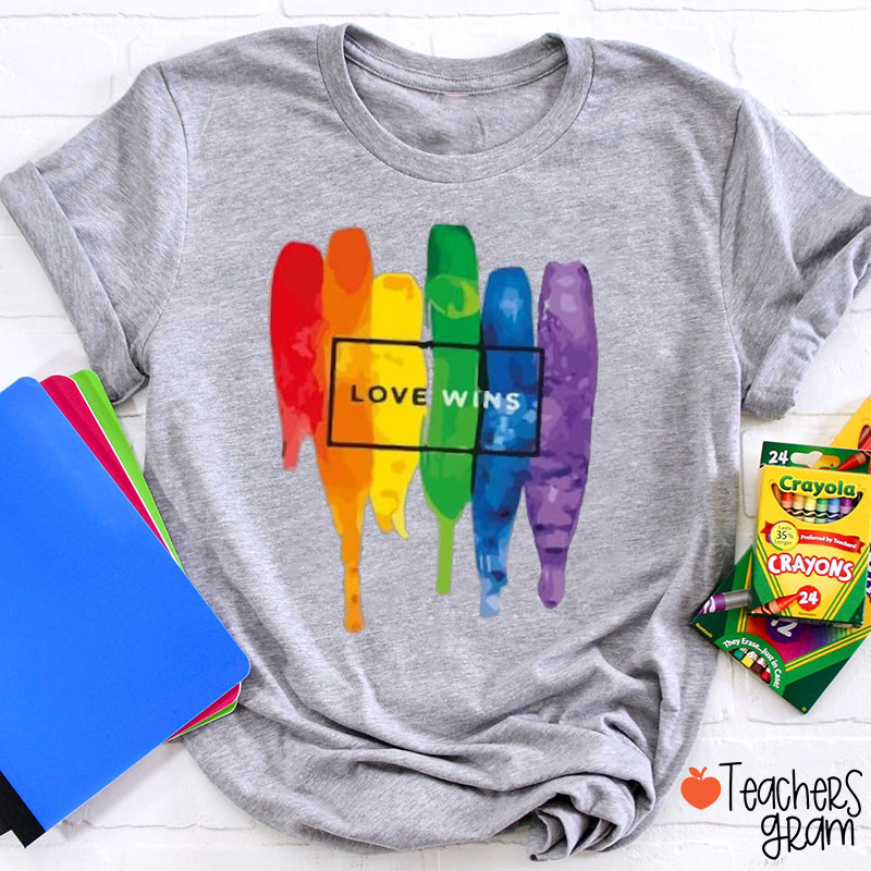Love Wins Rainbow Pride Teacher T-Shirt