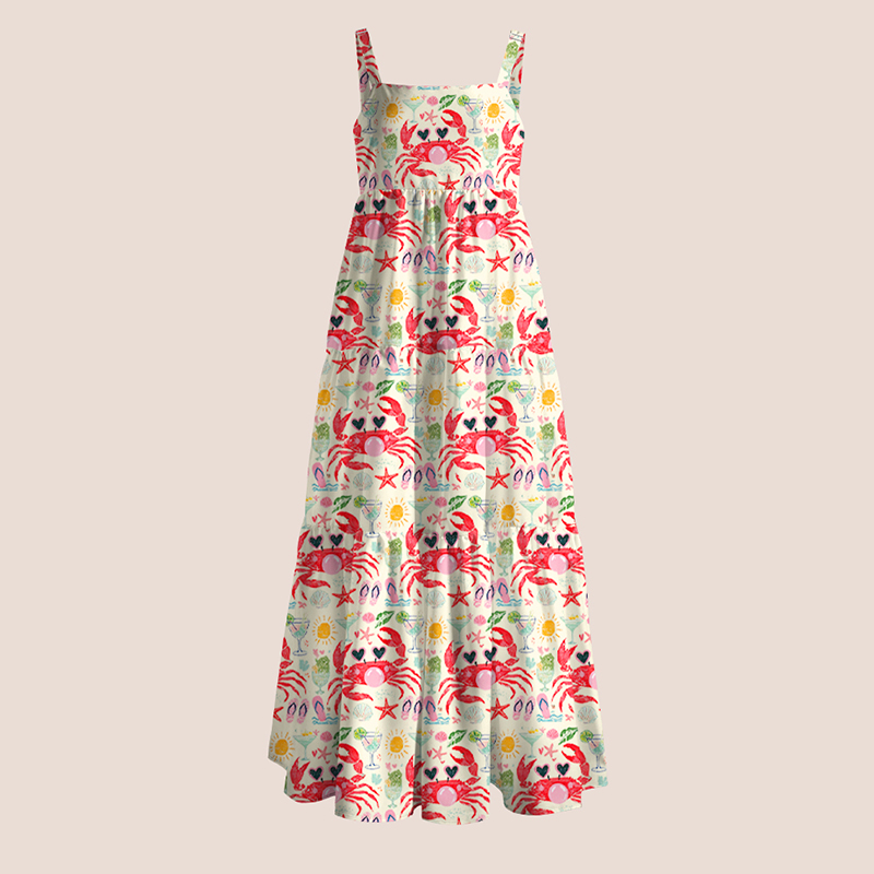 Crab Blowing Bubble Teacher Slip Dress