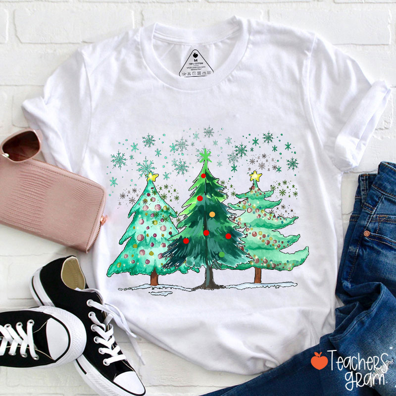 Snowflake Christmas Tree Teacher T-Shirt