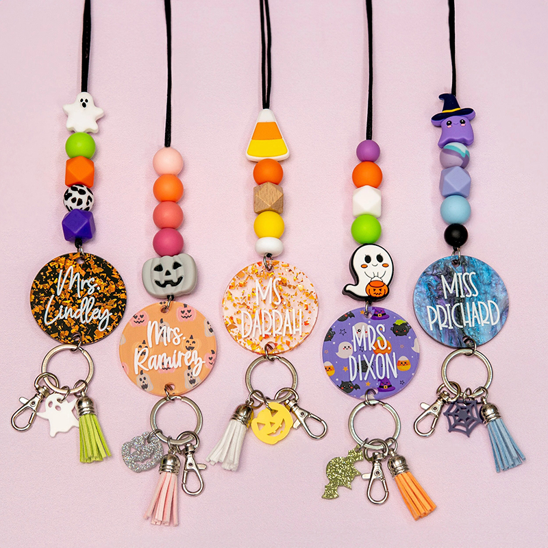 Personalized Name Halloween Teacher Lanyard