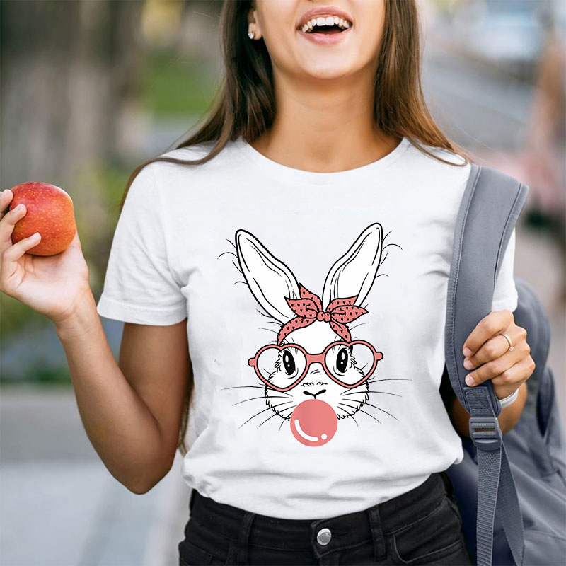 Bunny Blowing Bubbles Teacher T-Shirt