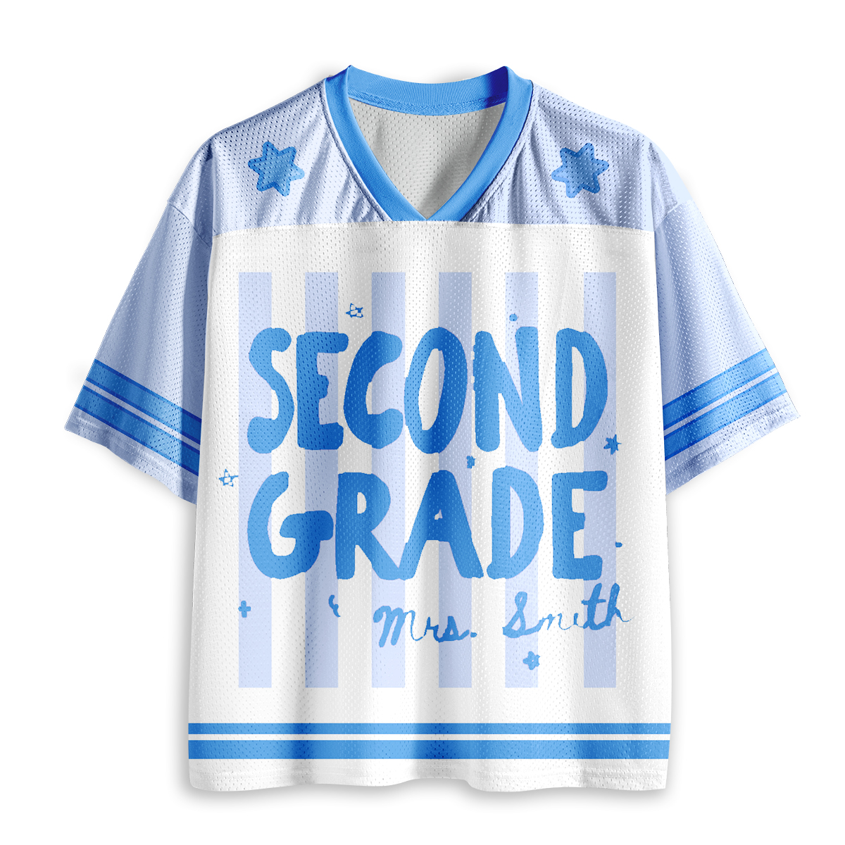 Personalized Grade And Name Preppy Stripes Teacher Mesh Jersey
