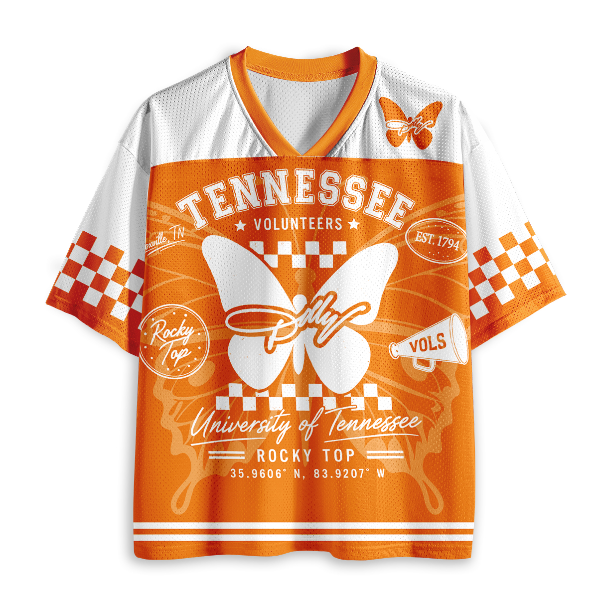  Volunteers Rocky Top Butterfly Teacher Mesh Jersey