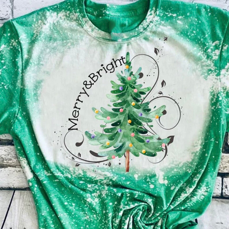 Merry And Bright Christmas Teacher Printed T-Shirt