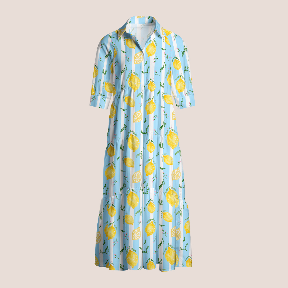 Summer Fresh Lemon And Stripe Teacher Shirtdress