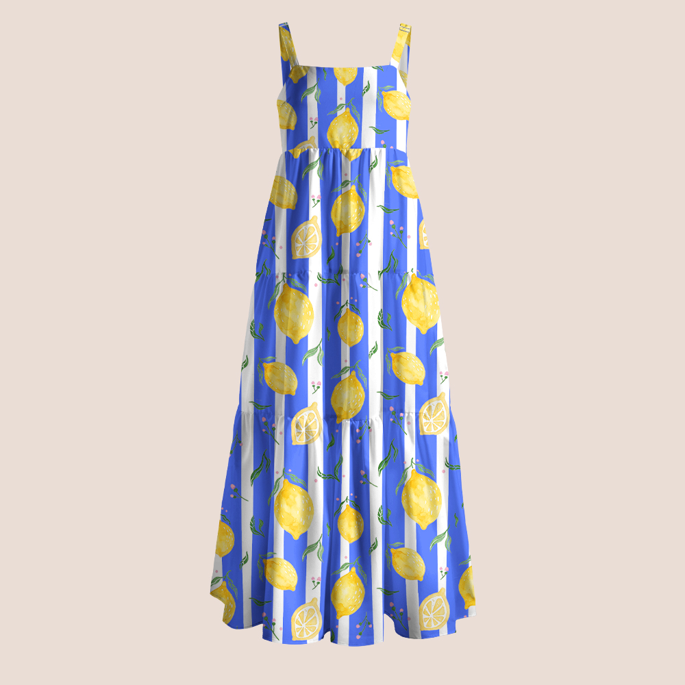 Summer Fresh Lemon And Stripe Teacher Slip Dress