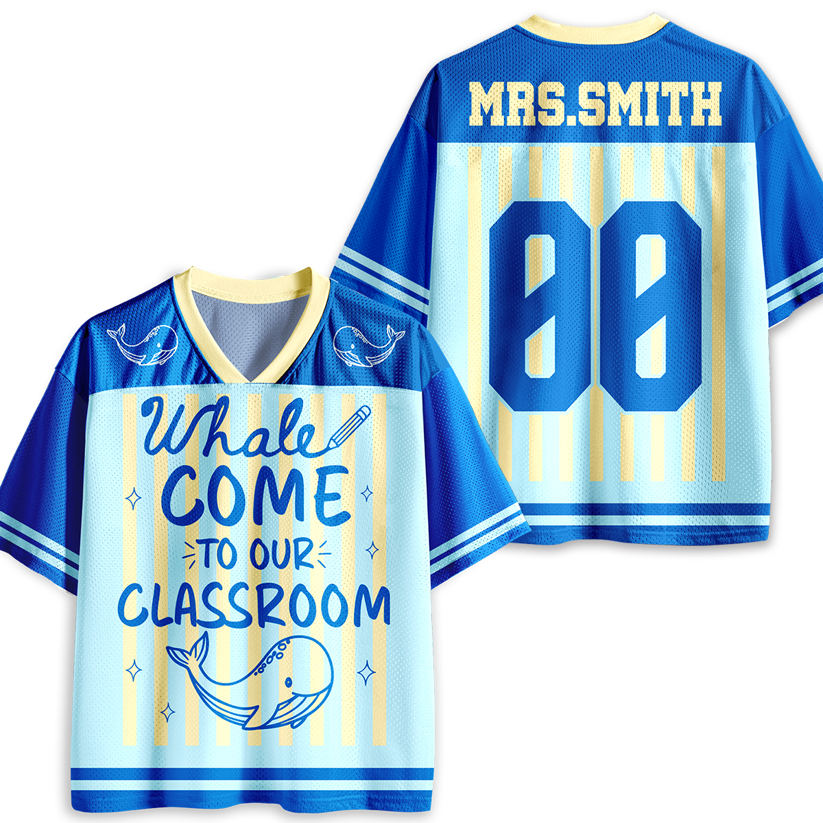 Personalized Animal Pun Striped Teacher Baseball Jersey