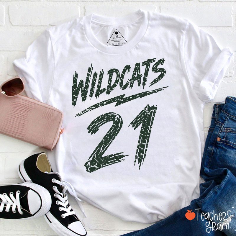 Personalized Mascot Brush Stroke Number Graphic Sports Teacher T‑Shirt