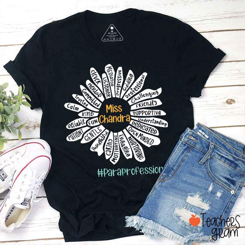 Personalized Name Sunflower Teacher T-Shirt