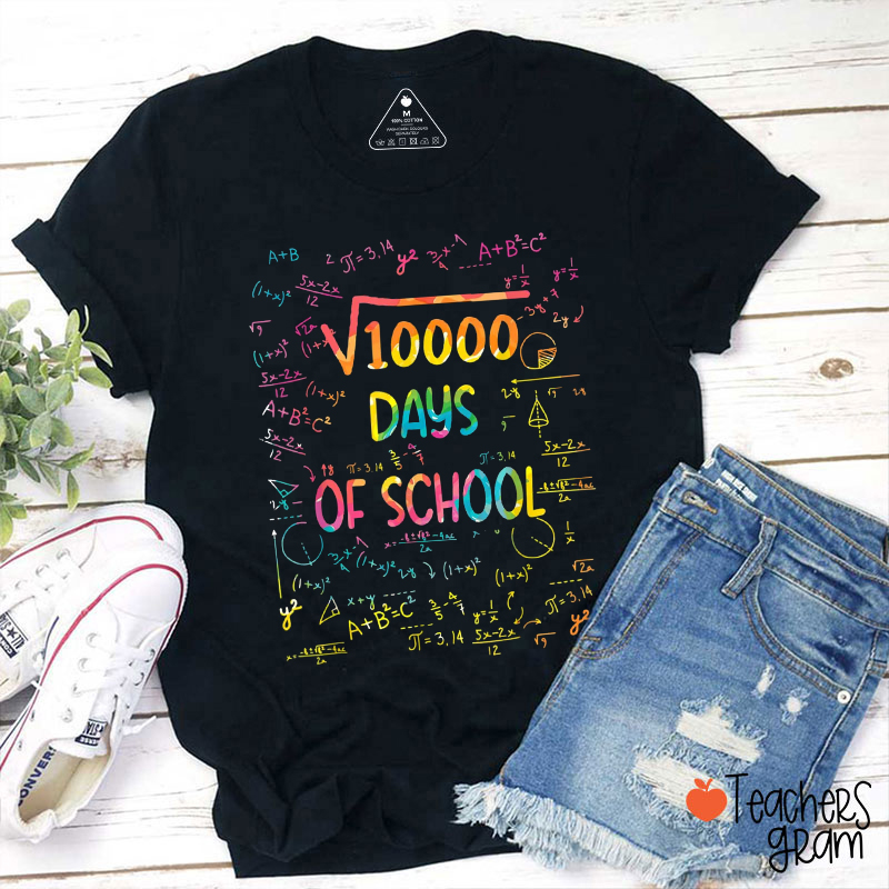Square Root 100 Days Of School Math Teacher T-Shirt