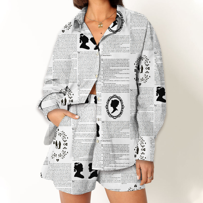 Pride And Prejudice Book Teacher Long Sleeve Shirt And Shorts Set