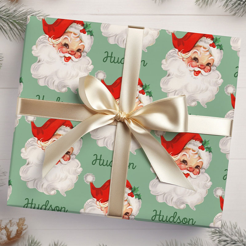Personalized 5 Sheets Of Santa Wrapping Paper