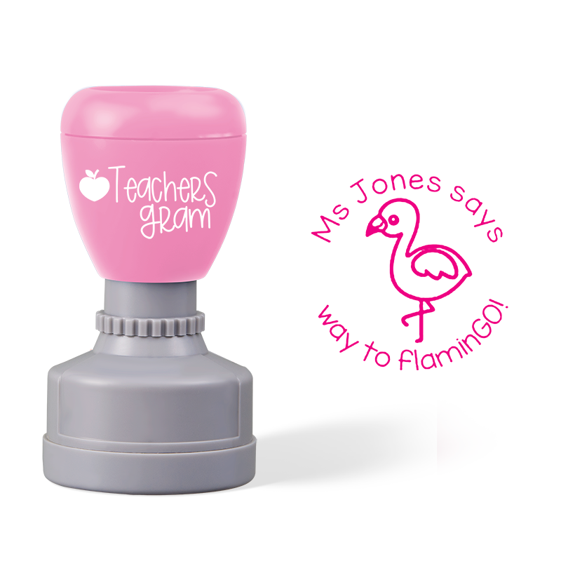Personalized Way To Flamingo Teacher Stamp