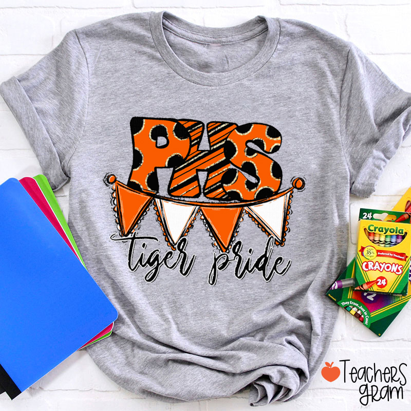 Personalized Mascot Banner Dots Teacher T-Shirt