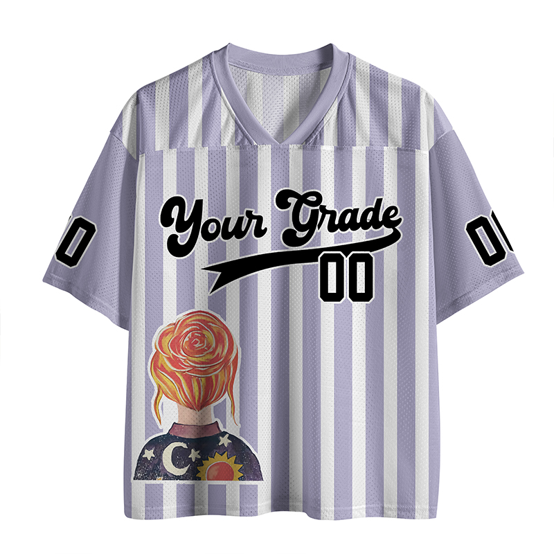 Personalized Name And Number Cartoon Character Girl Teacher Mesh Jersey