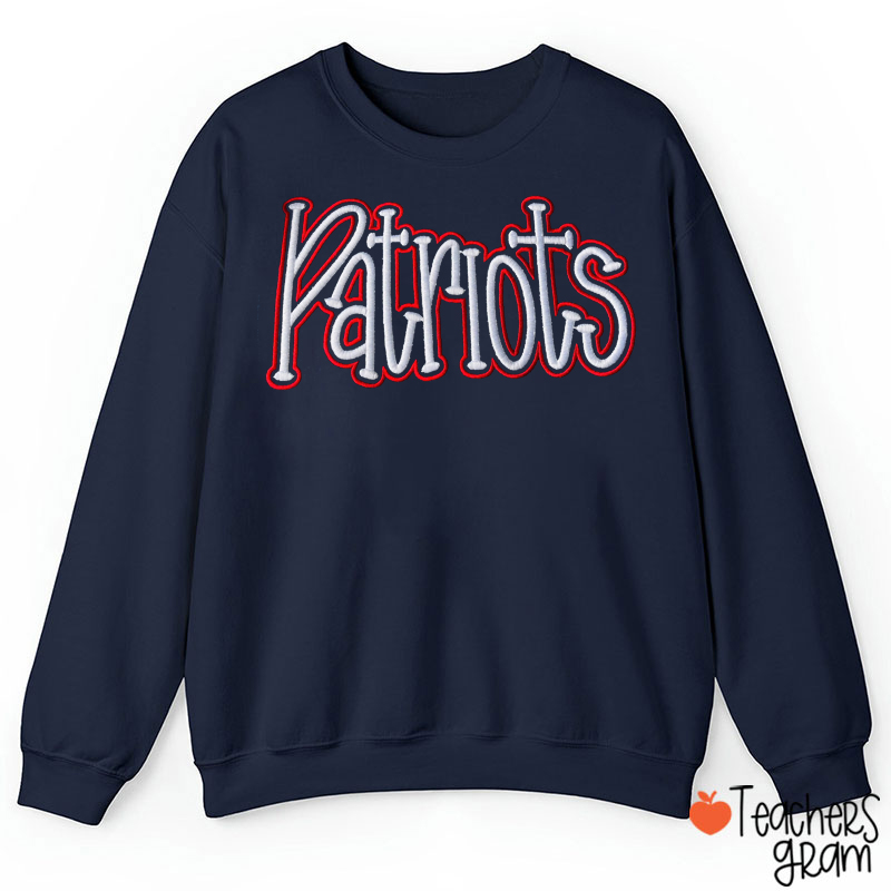 Personalized Patriots Mascot Puff Print Teacher Sweatshirt