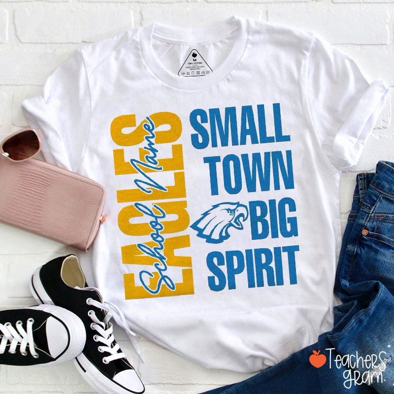 Personalized Mascot Small Town Spirit Text Teacher T-Shirt