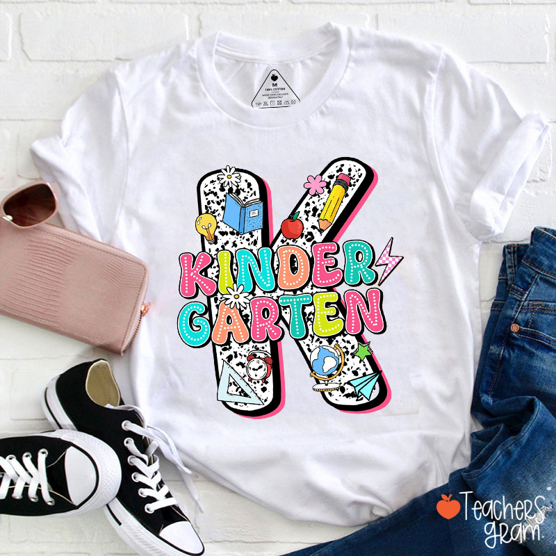 Personalized Grade Spotted Print Teacher T-Shirt