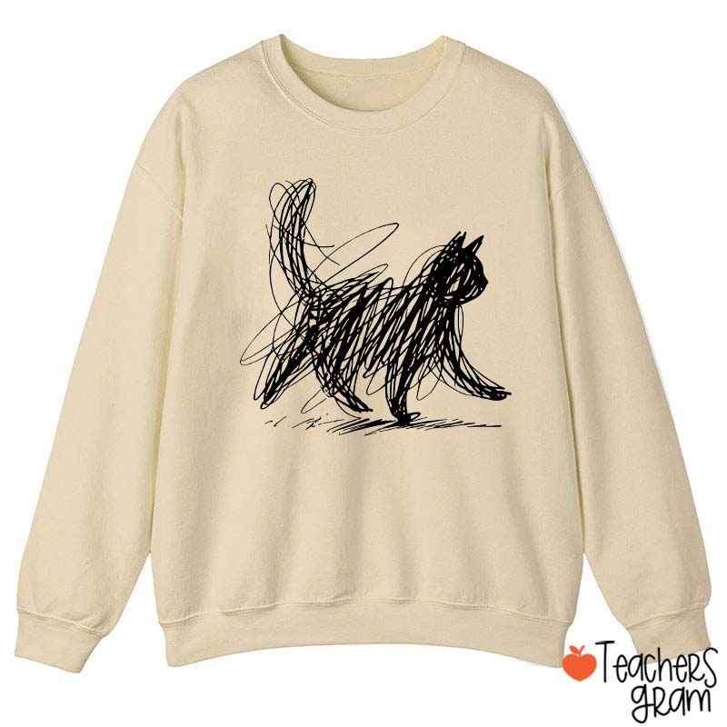 Vintage Cat Line Teacher Sweatshirt