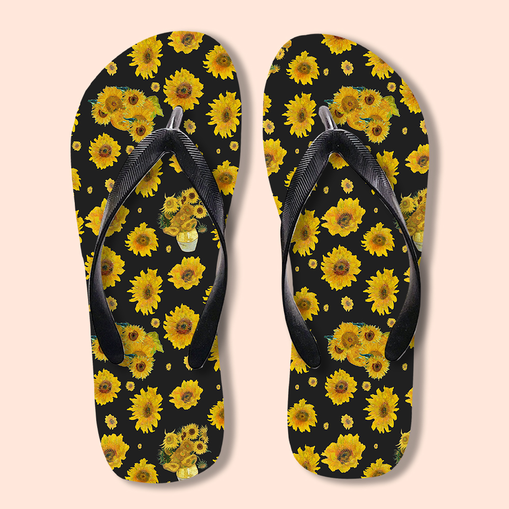 Art Sunflower Teacher Flip Flops