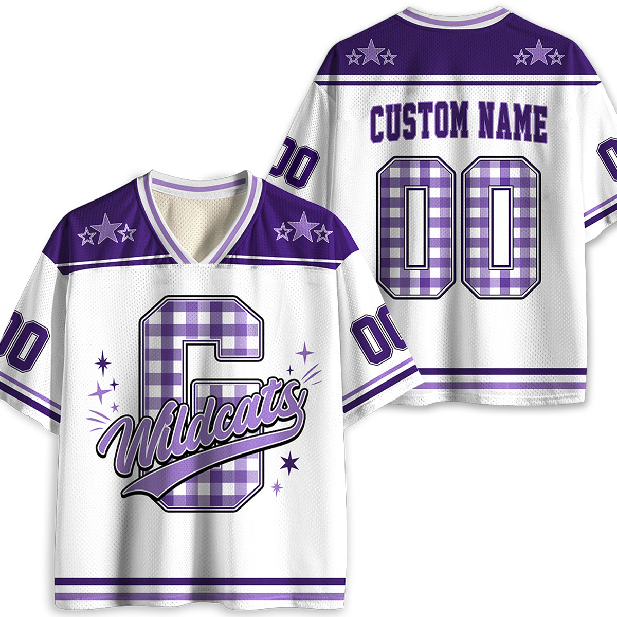 Personalized Mascot Name And Number Plaid Letter Teacher Mesh Jersey 