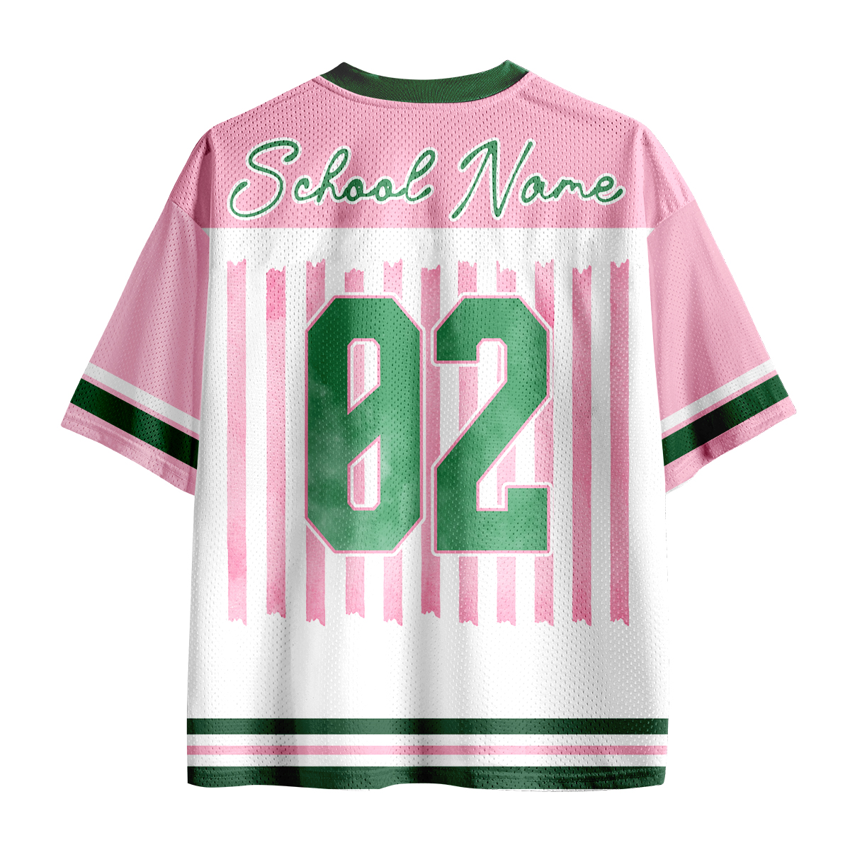 Personalized Mascot School Spirit Stripes Pennant Teacher Mesh Jersey