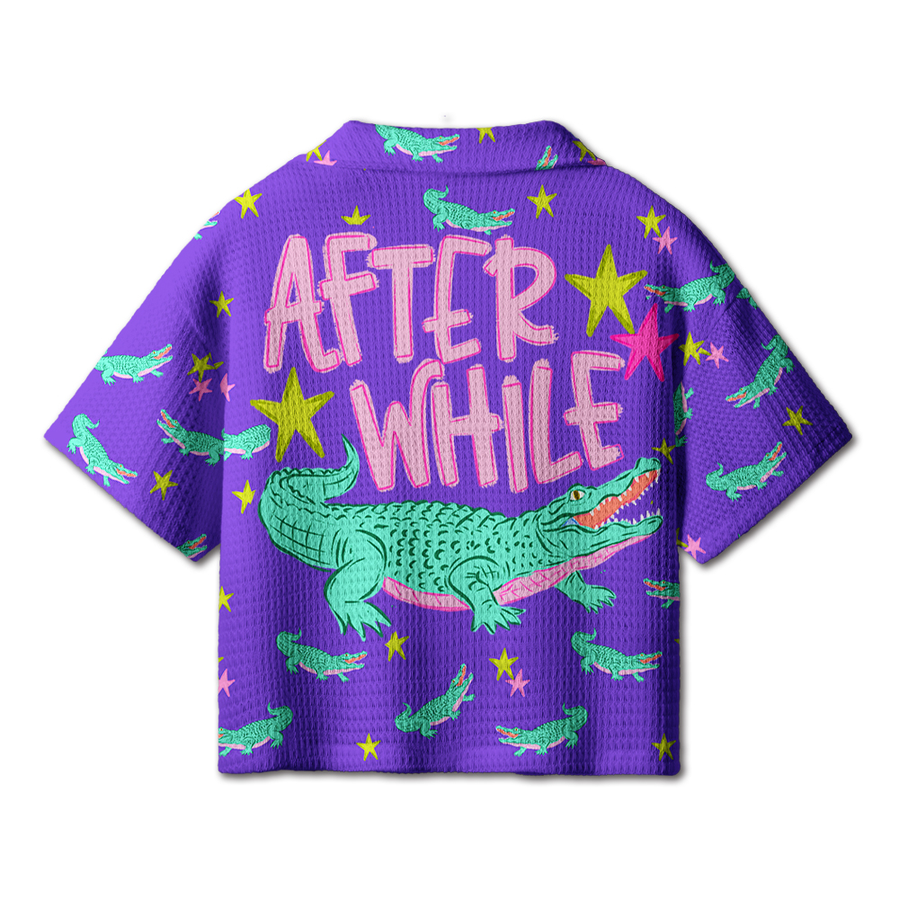 Later Gator Teacher Crochet Crop Camp Shirt