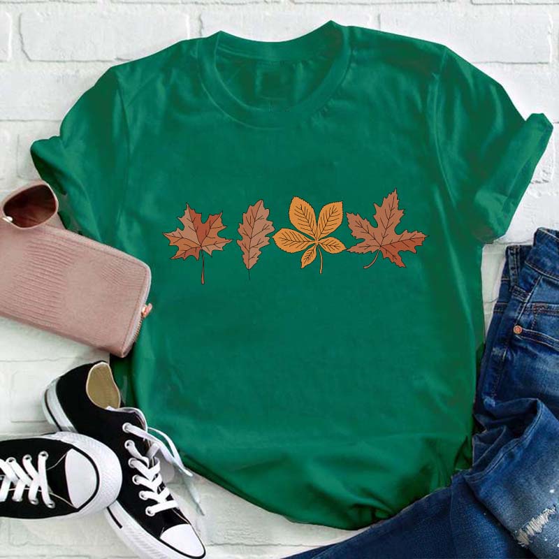 Autumn Leaves Autumn Colors Teacher T-Shirt