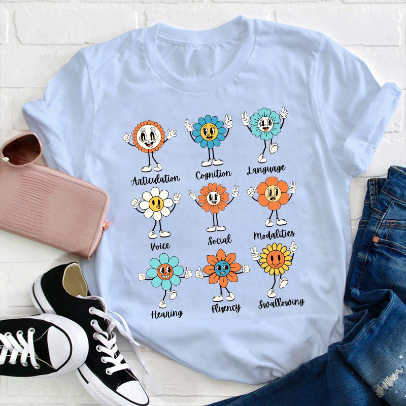 Cognition Language Voice Social Flower Teacher T-Shirt