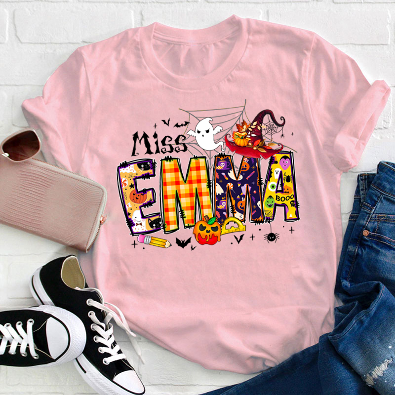 Personalized Name Happy Halloween Teacher T-Shirt