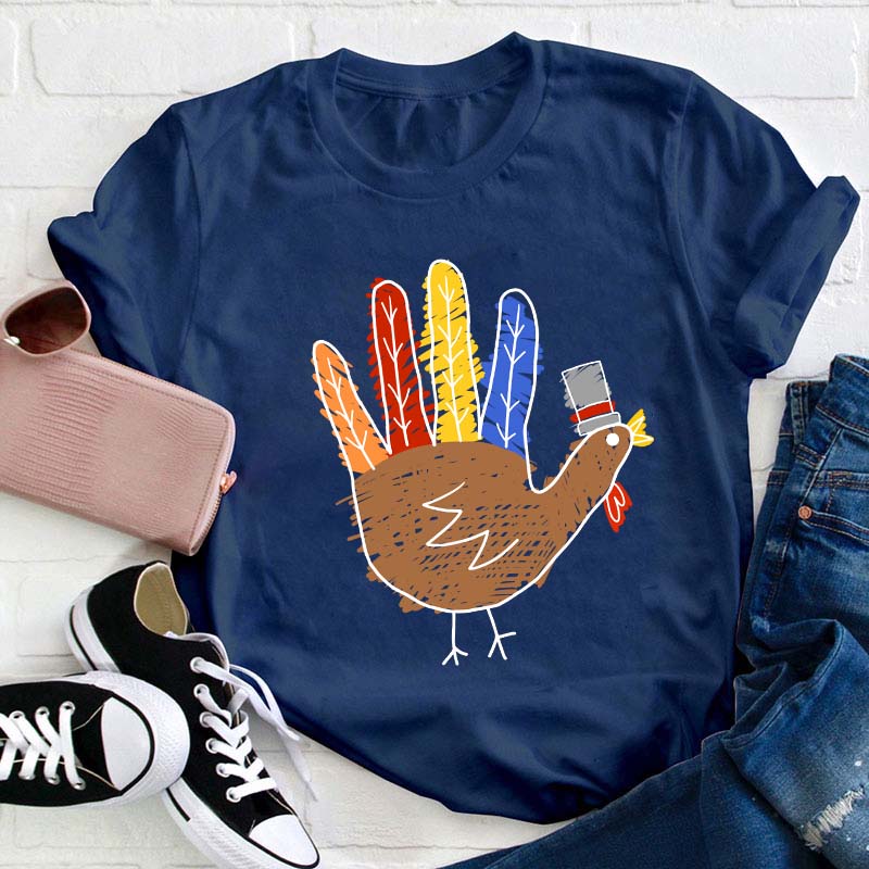 Hand Painted Turkey Teacher T-Shirt