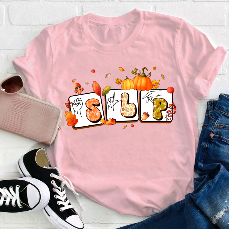 Fall Pumkin Slp Teacher T-Shirt