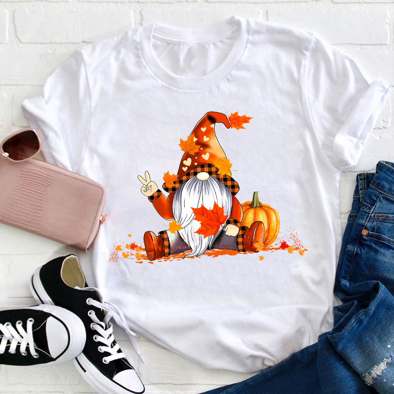 Autumn Gnome Teacher T-Shirt