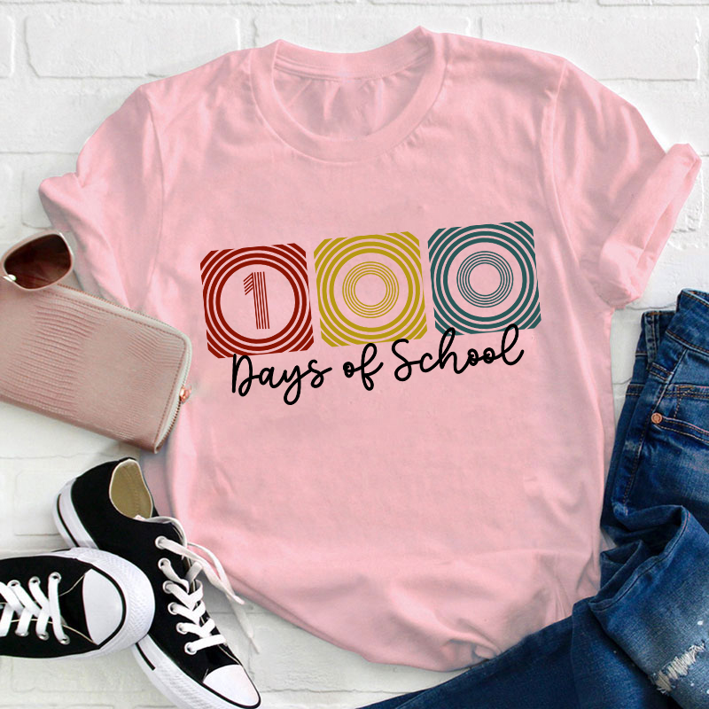 100 Days Of School Line Pattern Teacher T-Shirt