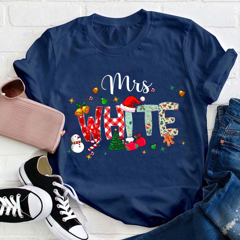 Personalized Name Christmas Atmosphere Teacher T-Shirt