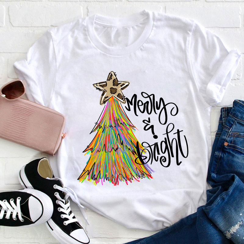 Merry And Bright Teacher T-Shirt