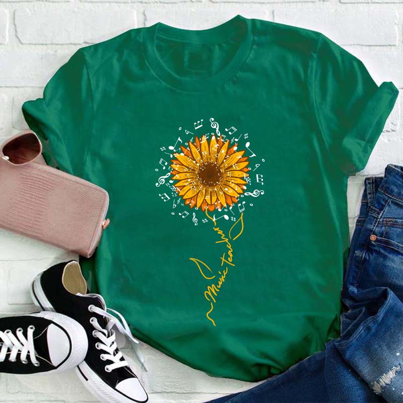 Music Teacher Sunflower Teacher T-Shirt