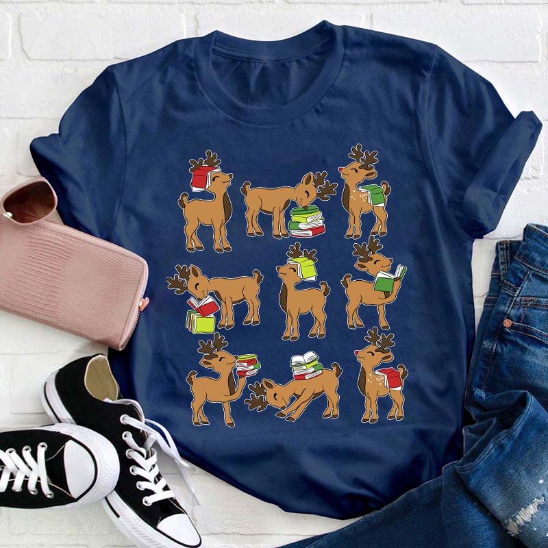 Reindeer Reading Teacher T-Shirt
