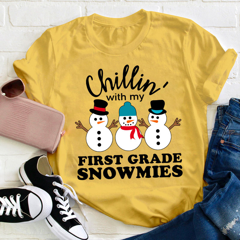 Personalized Grade Chillin' With My Snowmies Teacher T-Shirt